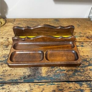 Vintage Wooden Desk Organizer - Brown